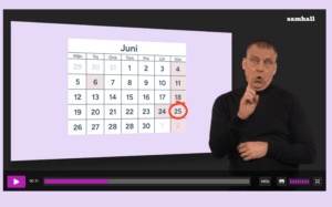 Skärmdump som visar teckenspråkstolkad film på Portalen.