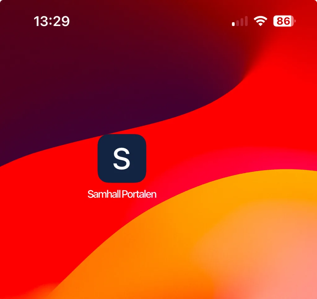 Portalen som en app på en mobilskärm